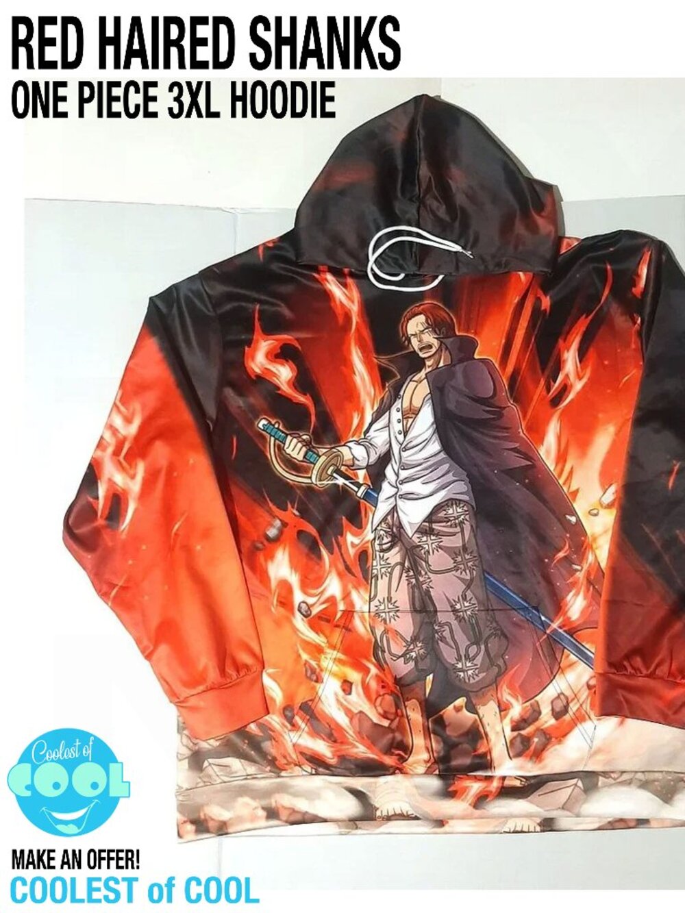 One Piece Red haired Shanks Manga hoodie 3xl AOP 3D print Red Hair Pirates Anime